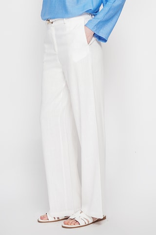 Pantalón ancho de lino - Blanco