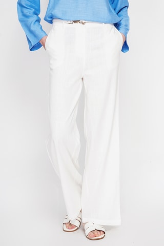 Pantalón ancho de lino - Blanco