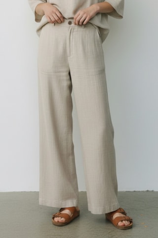 Pantalón ancho de lino - Beige