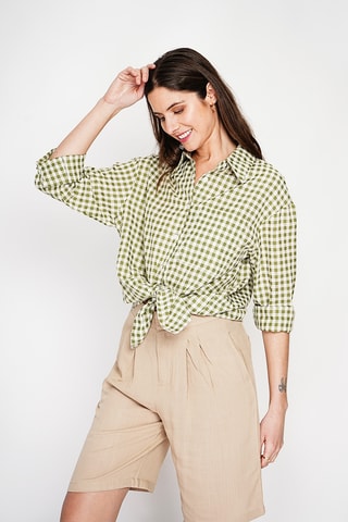 Camisa oversize de lino - Caqui