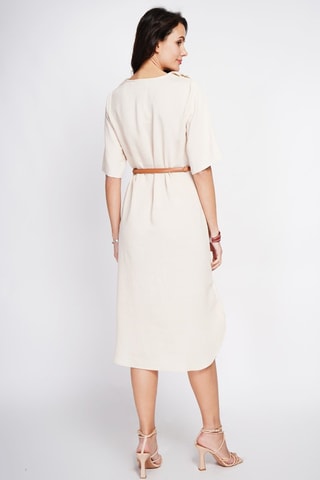 Vestido largo de lino - Beige