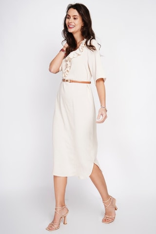 Vestido largo de lino - Beige