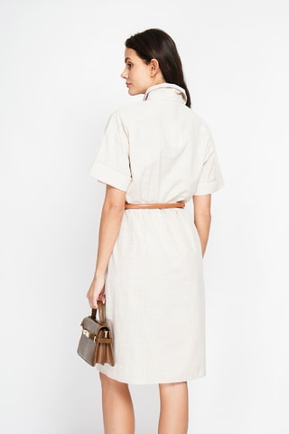 Vestido camisero de lino - Beige
