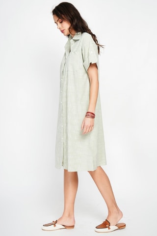 Vestido camisero de lino - Verde