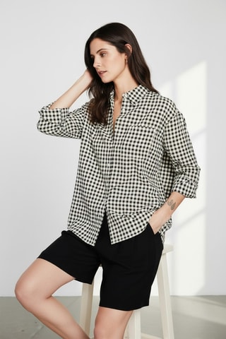 Camisa oversize de lino - Negro