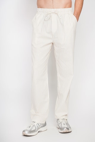 Pantalón recto de lino - Beige