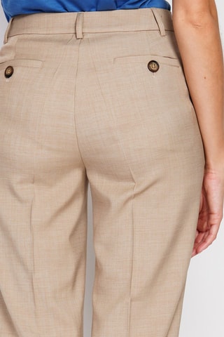 Pantalón recto 7/8 de lino de tiro alto - Beige