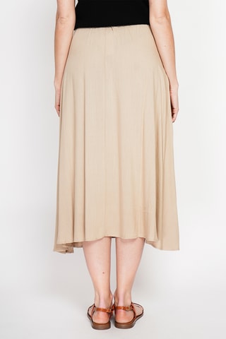 Falda midi de lino - Camel