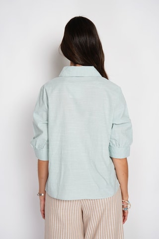 Blusa de lino - Blanco y verde