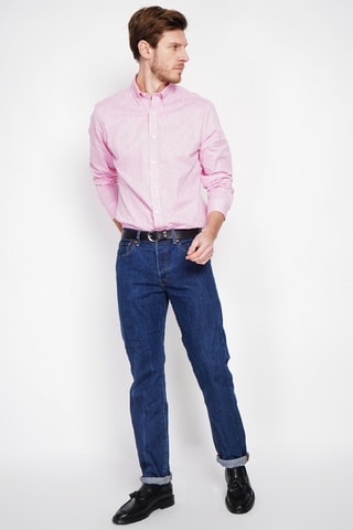 Camisa regular fit de lino - Rosa
