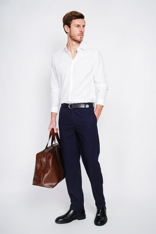 Camisa slim fit de lino - Blanco