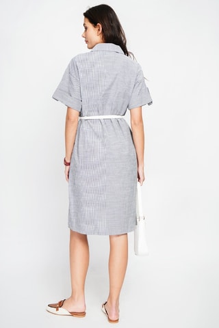 Vestido camisero de lino - Negro