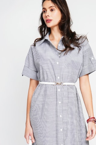 Vestido camisero de lino - Negro