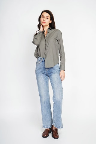 Camisa ancha de lino - Caqui