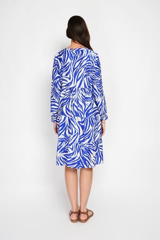 Vestido midi en lino - Azul y blanco
