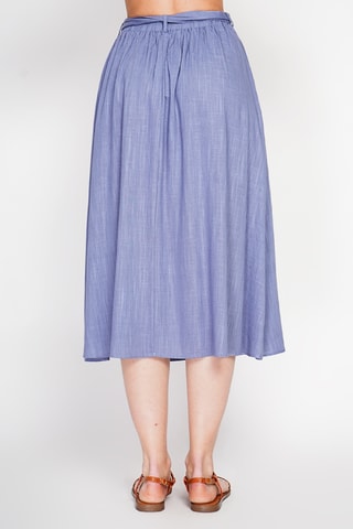 Falda midi de lino - Azul