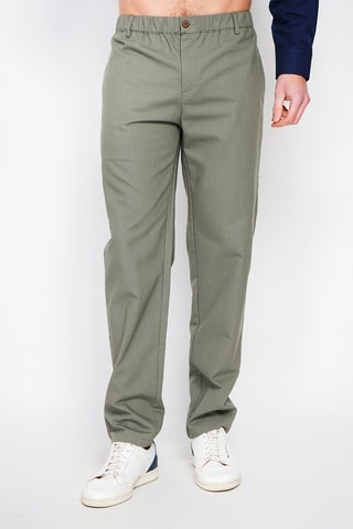 Pantalón recto de lino - Caqui