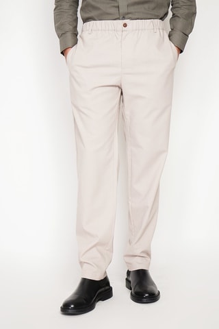 Pantalón recto de lino - Beige