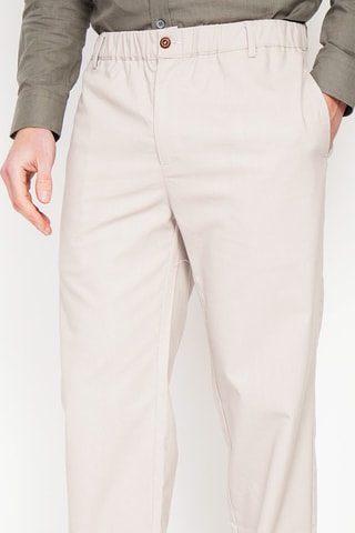 Pantalón recto de lino - Beige