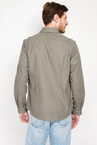 Camisa slim fit de lino - Caqui