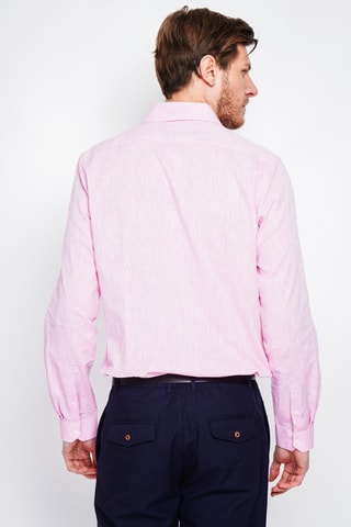 Camisa slim fit de lino - Rosa