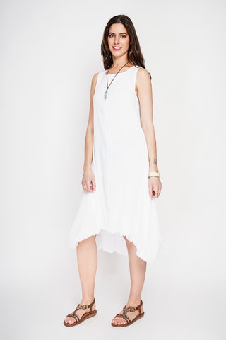 Vestido globo de lino - Blanco
