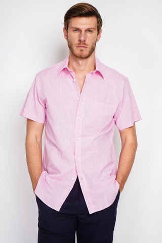 Camisa regular fit de lino - Rosa