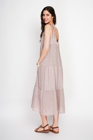 Vestido evasé de lino - Beige