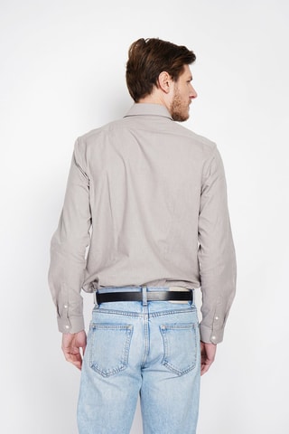 Camisa slim fit de lino - Marrón