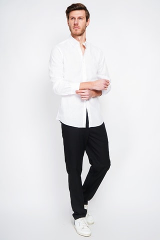 Camisa regular fit de lino - Blanco