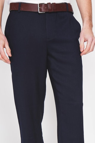 Pantalón recto de lino - Azul marino