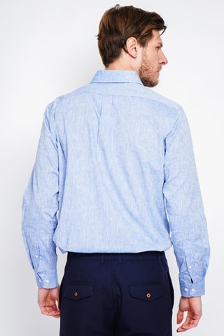 Camisa regular fit de lino - Azul