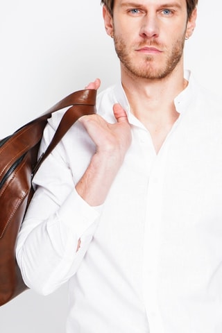 Camisa slim fit de lino - Blanco