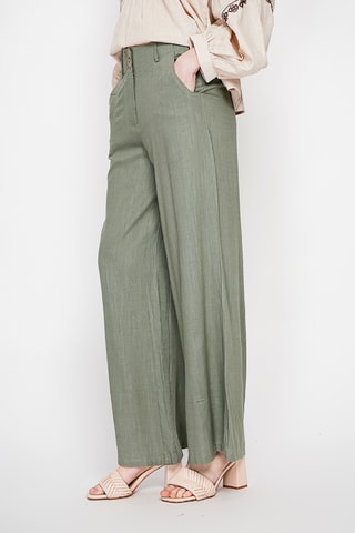 Pantalón ancho de lino - Caqui