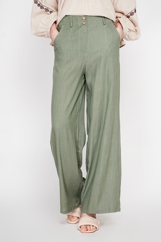 Pantalón ancho de lino - Caqui