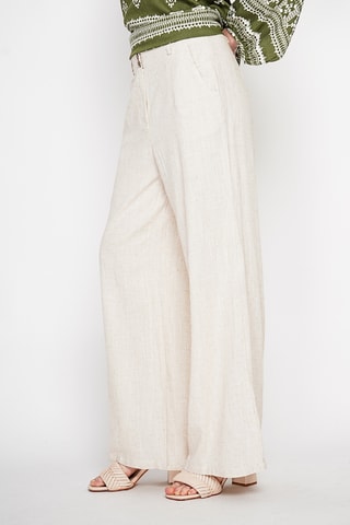 Pantalón ancho de lino - Beige