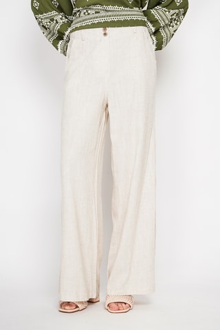 Pantalón ancho de lino - Beige