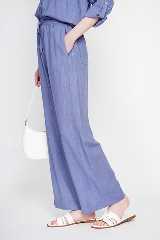 Pantalón ancho de lino - Azul