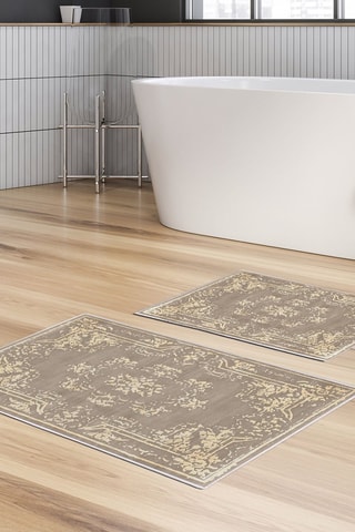 2 tappetini bagno - Beige - 50 x 60 cm, 60 x 100 cm