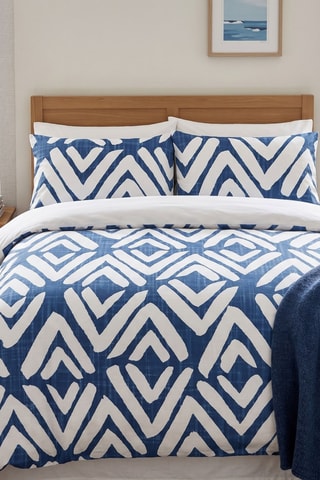 Conjunto de edredão em algodão 57 fios/cm² - Azul e branco
