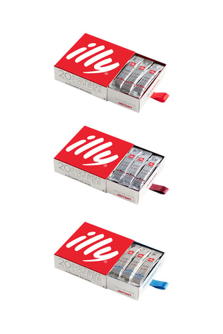 	Café instantáneo Classico - 10 x 20 sobres, 	Café instantáneo Intenso - 10 x 200 sobres y café instantáneo Descafeinado - 10 x 20 bolsas