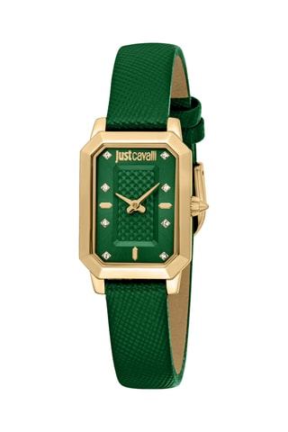 Montre à quartz en cuir - Vert et doré