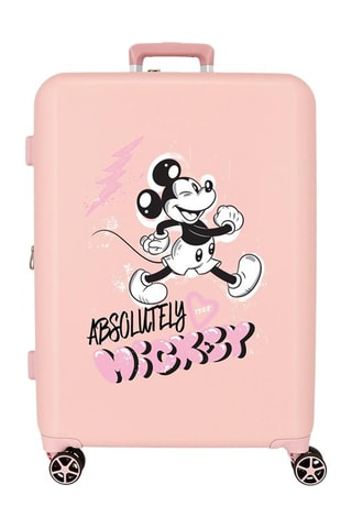 Maleta grande Mickey Disney - 70 cm - Blanco, negro y rosa