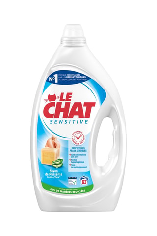 2 x Lessive Sensitive Savon de Marseille et Aloe Vera Le Chat - 63 lavages - 2,835 l