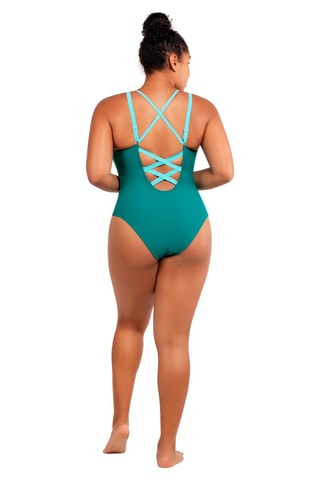 Costume intero con coppe Lauren - Verde acqua