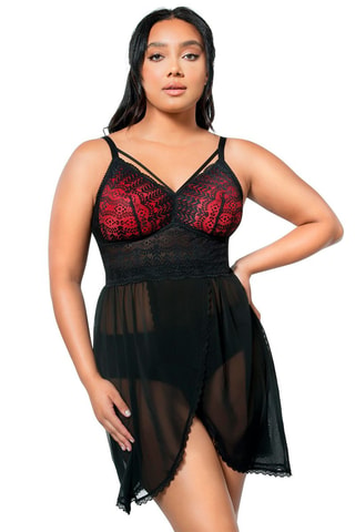 Babydoll Mia Lace - Nero e rosso