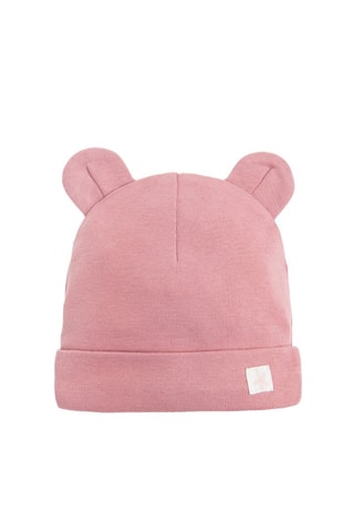 2 bonnets à oreilles - Rose et beige