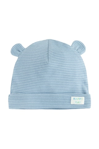 2 bonnets à oreilles - Ciel et beige clair