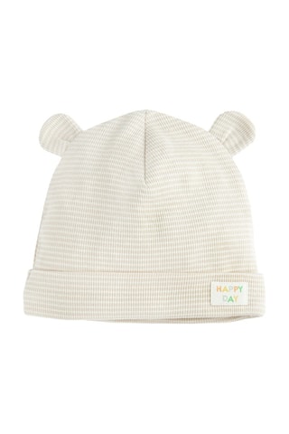 2 bonnets à oreilles - Ciel et beige clair