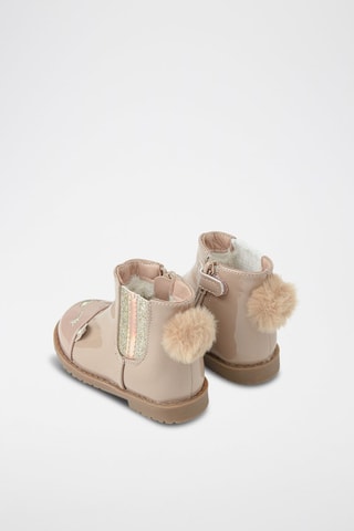 Bottines fourrées vernies - Beige
